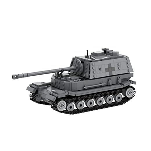 Bulokeliner Pansarmodellkit, Tysklands militära stridsvagnsmodell, 718 stycken andra världskriget militärserie tyska elefanter Ferdinand pansarförstörarmodell, kompatibel med Lego Technic