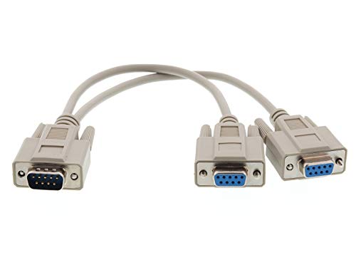 1 FT Fully Loaded Serial Y Splitter Cable - DB9 Male to 2 DB9 Females