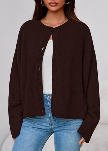 KIRUNDO Cardigan Sweaters for Women Fall Trendy Long Sleeve Chunky Knit Button Up Oversized Winter Jacket Casual Outwear4