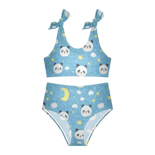 Wusikd Pandas Faces Clouds Girls Swimsuits Two Piece Moon Stars Swimwear Bikini Set for for Girls Size 3T3