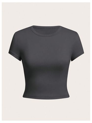 Image of OYOANGLE Girl's 4Pcs Crop Tops Short Sleeve Crew Neck T Shirt Summer Cropped Top Casual Basic Tee Top