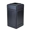 Commercial Zone 732101 Open-Top Indoor/Outdoor Square 42 Gallon Large Waste Trash Container Bin, Black