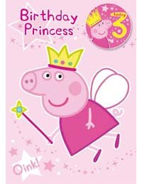 Peppa Pig Age 3 Badge Birthday Card