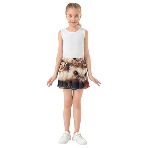 Uniform Athletic Shorts Girls Skorts Toddlers Tennis Skirts Pleated Cute Hedgehog Fall Leaf Autumn 4t3