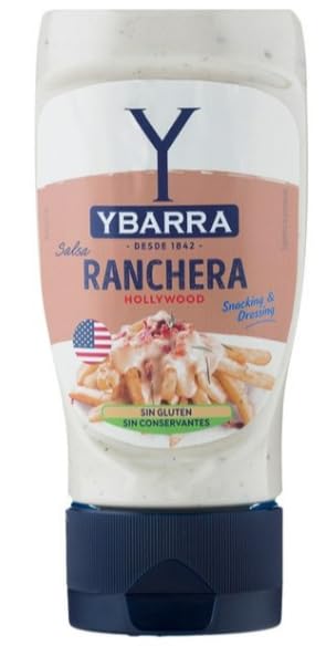 Ybarra Salsa Ranchera Hollywood, Condimento Cremoso allo Yogurt, Senza Glutine, Bottiglia da 250g, Confezione da 3