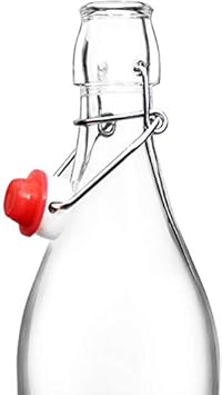Clear Glass Flip Top Bottle with Stopper, for Beverages, Smoothies, Kefir, Beer, Soda, Juicing, Kombucha, Water, Milk, Oil and Vinegar 1000 ml (1)