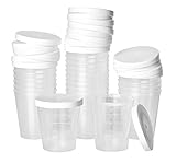 Mini-Becher VBS 24 Mini-Becher mit Deckel 30ml mit Mengenskala Schnapsgläser Medikamentenbecher Medibecher Mischbecher