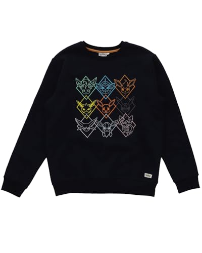 SAHINLER créateur d'univers Sudadera Pokémon Manga Larga Adulto con Bordado evolución prismática Eevee - Polialgodón - Azul Marino (FR/ES, Letras, M, Regular, Regular, Azul Marino)