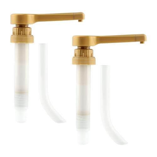 2pcs Sauce Pump Dispenser 64 fl. oz for Syrup for Tora-ni Sauce Pump Dispenser Coffee Syrup Sauces Pumps(Color:Gold + White)3