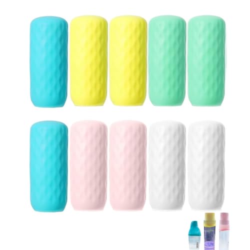 Silikon Flaschenhüllen,10 Stück Auslaufsichere Hüllen für Reisebehälter Wiederverwendbare Flaschenabdeckungen für Shampoo Duschgel Flaschen Schutzhülle（Mehrfarbig）