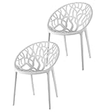 JASIAK Gaia Kunststoffstuhl | Stuhl mit organischer Rückenlehne | Ergonomischer Gartenstuhl | stapelbar | wetterfest und pflegeleicht | 58 × 60 × 90 cm | 2 Stück | Farbe: Weiß