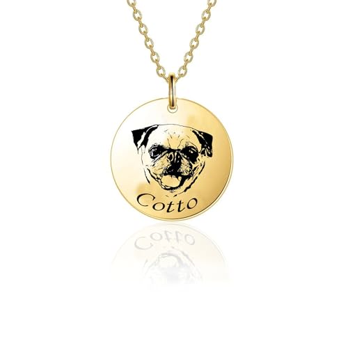 AKAIUUYBD Personalized pet portrait necklace Personalized dog photo name necklace Custom photo necklace Pet memorial gift Gifts for her