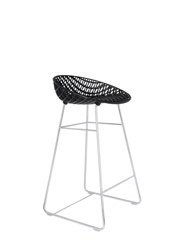 Kartell Smatrik Stool, Sgabello, Nero con struttura cromata