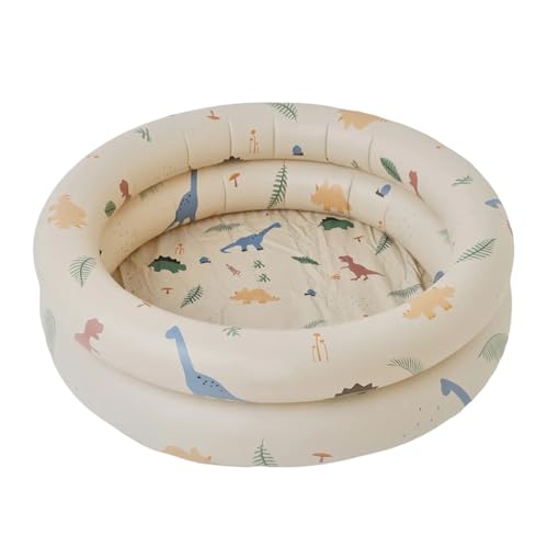 Kinderpool Aufblasbar Aufblasbarer Swimmingpool, Sommerwasserbadewanne, rund, schöner Pool mit Tiermotiv, Haushaltsbadewanne(Beige)