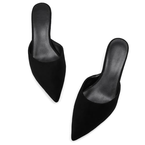 Women Kitten Heels Mules Closed Pointed Toe Slip on Backless Stiletto Slingback Heels Wedding Dress Pumps Shoes