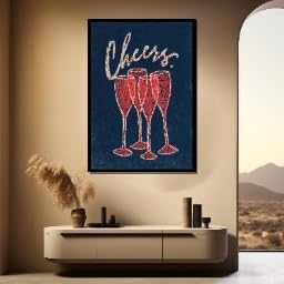Tableau sur toile verres à vin œuvre artistique raffinée pour décoration de bar élégant