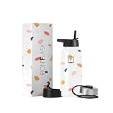 Edelstahl Trinkflasche mit Strohhalm - 650/950/1200/1800 ml - Kohlensäure Geeignet Auslaufsicher Doppelwandig Isoliert Thermosflasche BPA-Freie - Wasserflasche Sport Gym Fitness Reisen Kinder