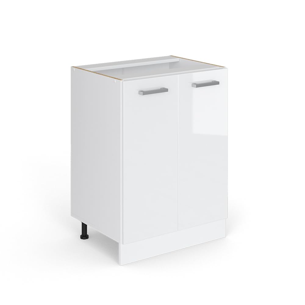 Vicco Mobiletto base cucina R-Line, Bianco lucido, 60 cm senza piano di lavoro, per la libera combinazione all'interno di sistemi cucina modulari