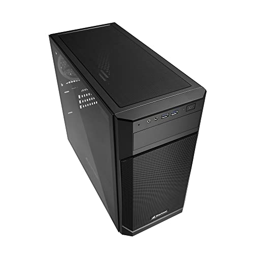 Image of Sharkoon V1000 RGB Mid Tower PC Computer Case I Support Mini-ITX, Micro-ATX Motherboard I Side Panel Tempered Glass with 3 x 120 mm Addressable RGB Fan (pre-Installed) - Black