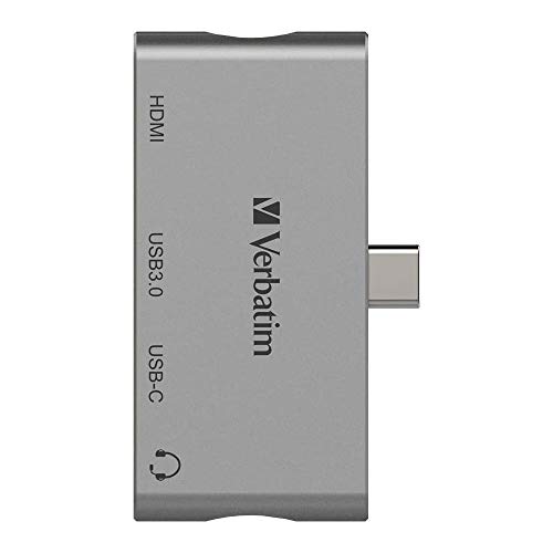 Image of Verbatim 4in1 Type C Hub /Dock Station Adapter (USB 3.0) with HDMI, USB 3.0 Port, Type-C PD Port and 3.5mm Audio Port (Multiport Type C Hub)