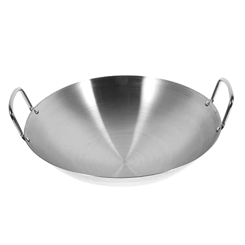 MUCKLILY Sartén Wok De Acero Inoxidable Doble Asas Antiadherente y Para Cocinas De Inducción y Uso Doméstico
