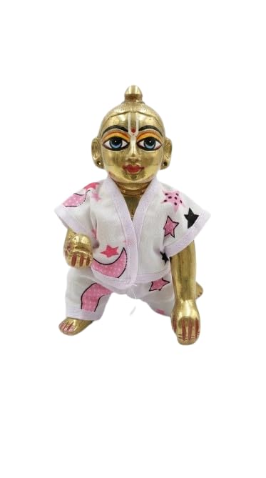 Image of Summer Special Dress Set of 4 laddu Gopal ji Pure Cotton Fancy Night Suit for Daily shringar | Random Color & Designs. (Size 2)