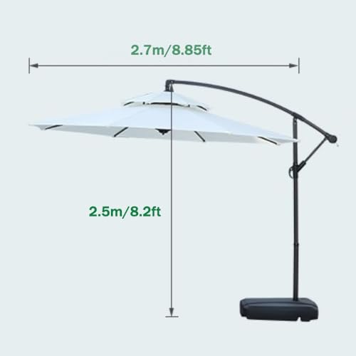 YHDMDQ 2.7m Parasol Excentrico Inclinable, Doble Techo Sombrilla De Jardín Voladiza, Sombrilla Terraza Exterior con Manivela, Grande Paraguas para Mercado Piscina Balcón Patio Backyard(Khaki) - imagen 7