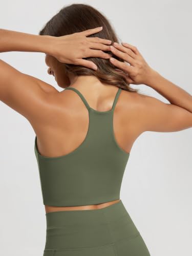 Image of ODODOS Halter Sports Bra for Women Non Padded Strappy Cropped Tops Workout Yoga Crop