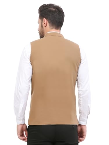 Image of FH Wearza Polywool tweed Solid multipocket Sleeveles Nehru Jacket For Men