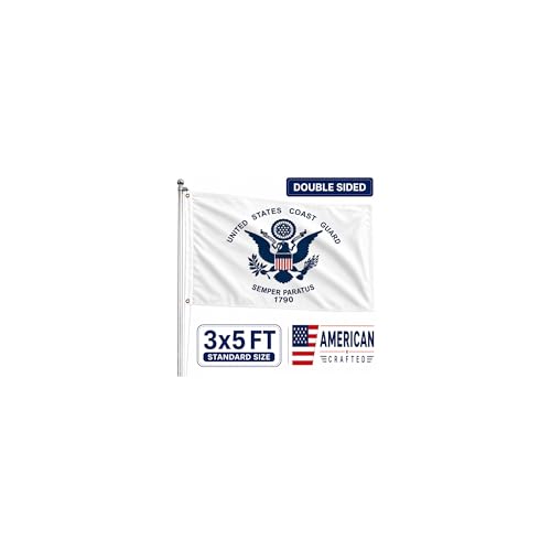 Mosprovie US Coast Guard Flag 3x5 Outdoor Double Sided- Heavy Duty 3ply United States Coast Guard Flag Super Durable 4 Rows Stitched Edge Canvas Header with 2 Brass Grommets