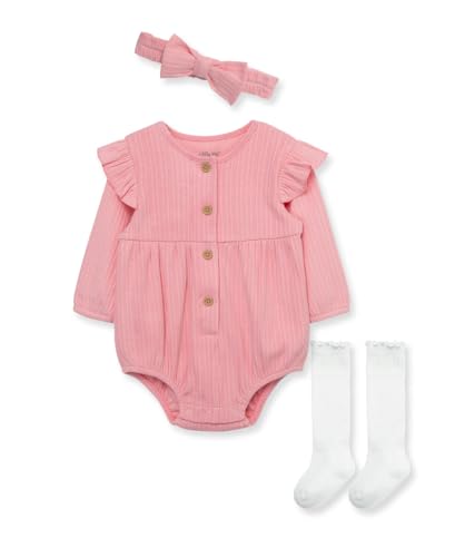 Image of Little Me Simply Clothes for Baby Girls' 100% Organic Cotton Pointelle Rib Tunic and Bubble Sets, 3-12 Months