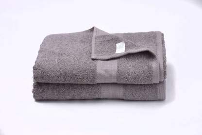 Image of Global Home 100% Cotton Bath Towel II 500 GSM II Lt Grey II 140 X 70 cm - 2pc Set for Gym, Kitchen, Home, Bathroom or Spa, Wash Basin, Hotel