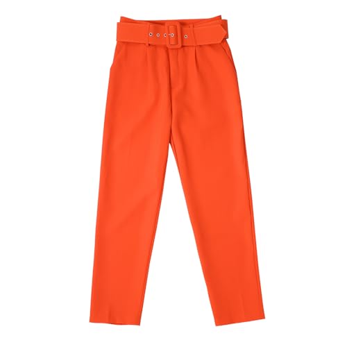 Pantalon ample femme coton lin qui ne serre pas pour rester au frais en été taille L orange