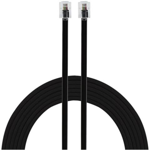 Power Gear Telephone Line Cord, 15 Feet, Phone Cord, Modular Jack Ends, Works for Phone, Modem or Fax Machine, for Use in Home or Office, Black, 76579 Cover