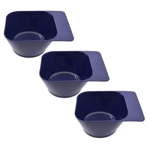 Alipis Cuencos para Teñir el Cabello 3 Piezas, Tazones para Mezclar Tinte Profesional Mango Recto, Plástico Resistente Color Azul Oscuro, para Peluquería y Coloración de Cabello