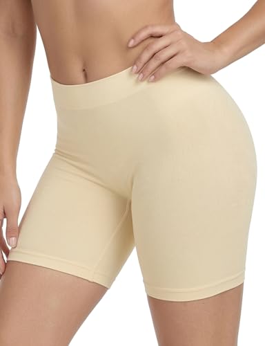 Image of ZENUTA Slip Shorts for Women Under Dresses, Seamless Anti Chafing Shorts Summer, Biker Shorts for Women (2pcs Nude,XXL)