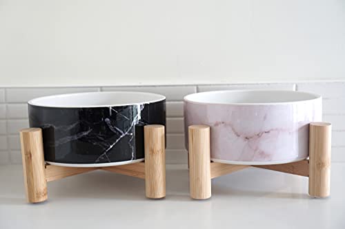 Bamboo Elevated Dog Bowl Stand: Raised Pet Food Dish Holder In Natural Wood. Rustic, Modern Design W/ Anti Slip Feet. 7” X 3” Wooden Feeder Adds Height And Style To Cat & Dog Bowls. Single Stand Only. #TOP7