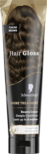 Schwarzkopf Hair Gloss Shine Treatment Cacao Brown - Tinte semipermanente para el cabello (150 ml), tratamiento temporal para el cuidado y coloración del cabello, contiene aceite de coco, mejora el