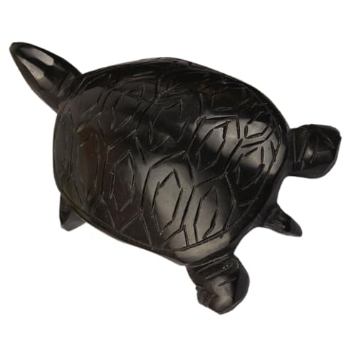Figurine Tortue Dragon en Obsidienne Noire pour Harmoniser le Bureau et le Salon Feng Shui