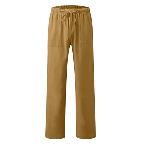 Pants for Men Relaxed Fit Cotton Linen Trousers Mens Oversized Summer Beach Pants Casual Straight Loose Fit Pockets4