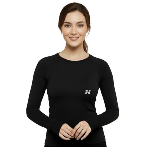 Image of NINQ Women's Athletic Compression Wear - Full Sleeve Workout & Training T-Shirt Designed for Gym, Running, Yoga, and Sports. Breathable, Stretchable