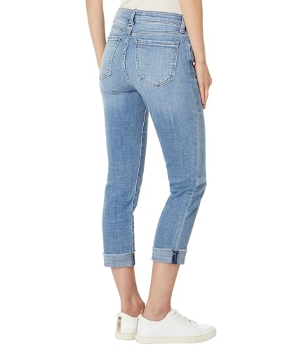 KUT from the Kloth Amy Crop Straight Leg- Roll-Up Fray in Gained - Jeans for Women - Cotton-Blend Fabrication2