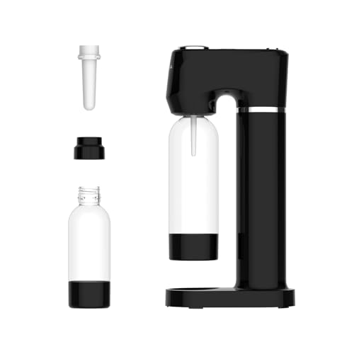 Sparkling Water Maker for Home, Soda Streaming Maker with 2 BPA free Bottles(1L + 0.5L) Carbonated Water Seltzer Fizzy Drink Machine, Compatible with Screw-in 60L CO2 Carbonator(NOT Included) (Black)