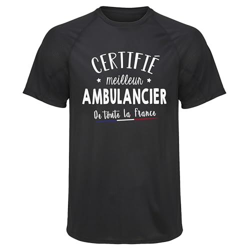 Planetee Maillot de Sport Homme Ambulancier - T-Shirt Respirant Polyester Manches Courtes - Cadeau Sportif Anniversaire Noël Fête des Pères - Taille 3XL