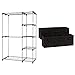 Amazon Basics Étagère penderie double, Argenté & Lot de 6 cubes de rangement pliants, Noir
