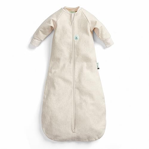 ergoPouch 1.0 TOG Sleeping Bag with Sleeves, 8-24 Months, Oatmeal Marle Print – Organic Jersey Cotton, Arms-Out Design, All-Season Comfort, Ideal For Room Temperatures (20–24°C)