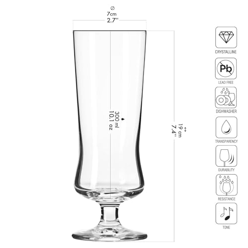Foto von Krosno - Cocktailgläser Longdrinkgläser 6er Set, 300 ml, Avant-Garde Kollektion - Pina Colada, Milchshake Gläser, Bier, Eisbecher Coctails Glas - Spülmaschinenfest | Bleifreies Kristallglas