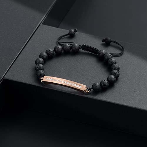 Image of memorial jewelry Classic Crystal Urn Bracelet Lava Stone 316L Stainless Steel Cremation Bangle Keepsake Urn Bracelet for Ashes