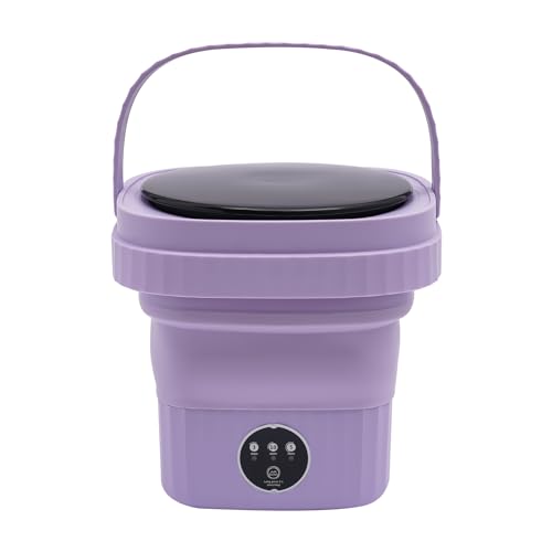 Lavadora portátil, 6L plegable mini lavadora con 3 modos, pequeña lavadora de viaje para ropa interior, calcetines, toallas (morado)