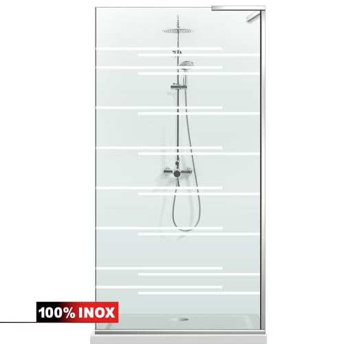 Mampara de ducha de cristal nano recubierto Aqua Roy Minimal INOX Axis White de diseño 3